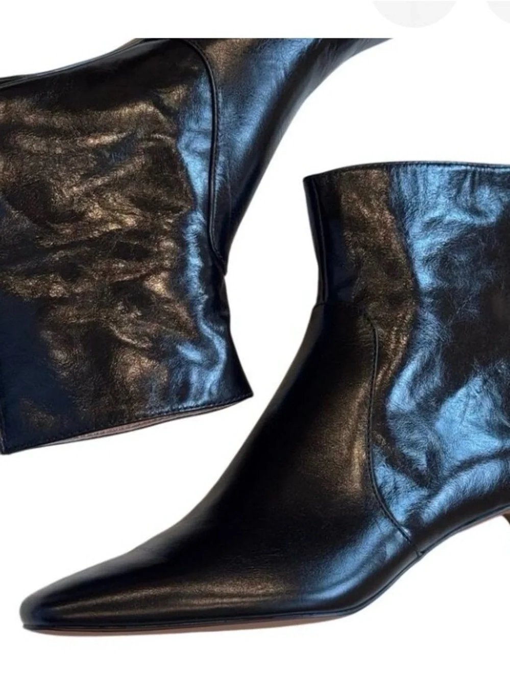 Madewell The Dimes Kitten-Heel Black Leather Zip-Back Ankle Boots